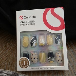 Gel Press On Nails - Black and Yellow